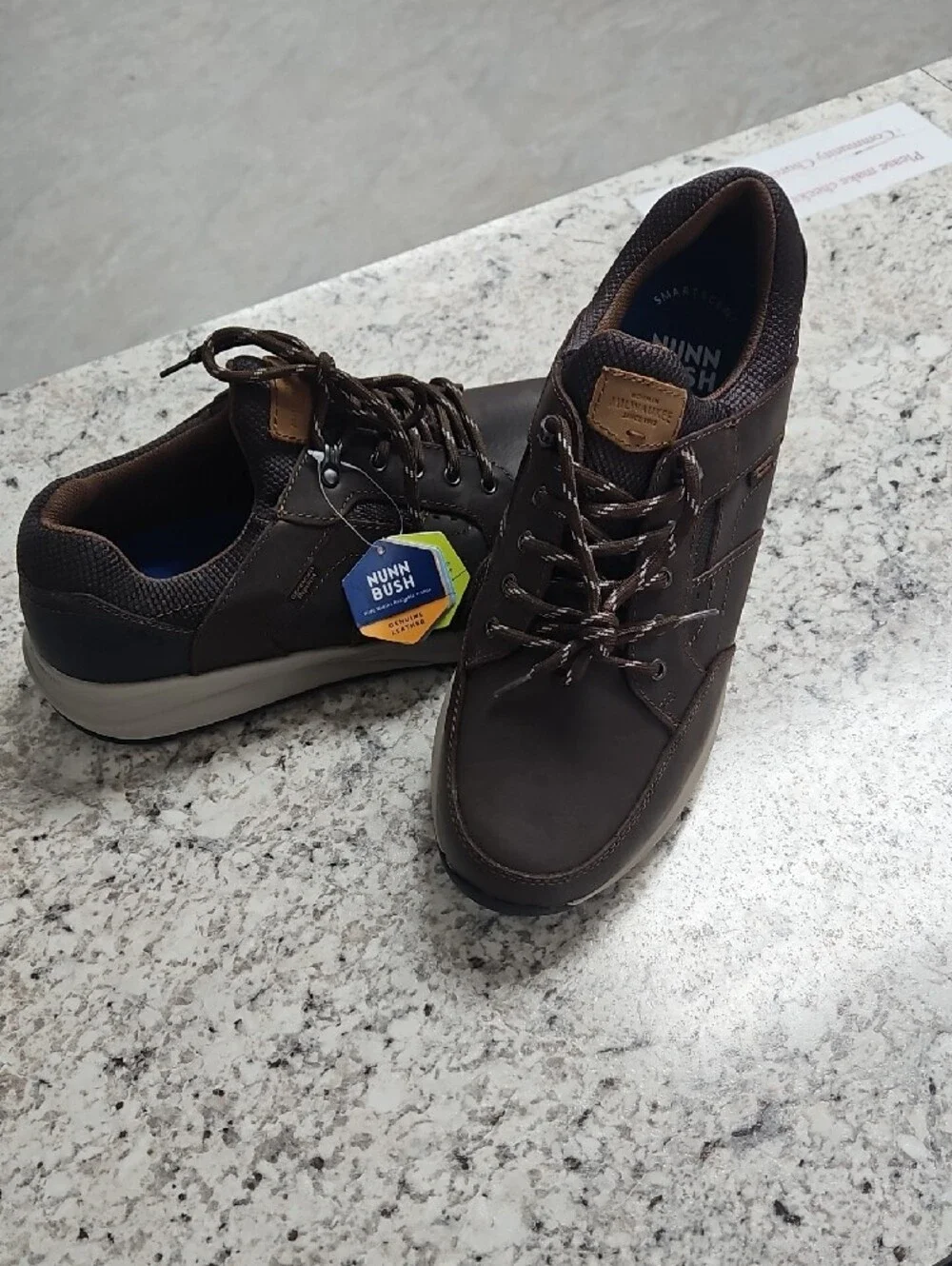 Nunn Bush Brown Leather Lace-Up Slip-On Sneaker